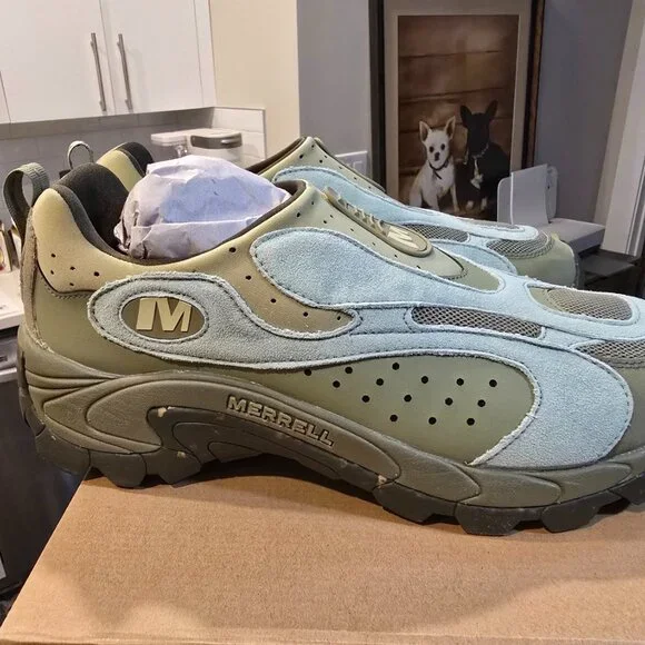 Merrell Moc Speed Streak Evo SE Suede Sneakers Mens SLIP-ON SIZE 10 Olive NEW - Picture 5 of 14